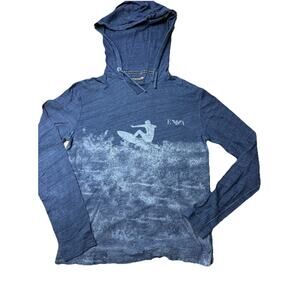 Emporio Armani Logo Blue Long Sleeve Shirt Hoodie Sz M Surfing Beach Designer